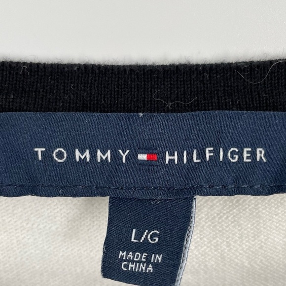 Tommy Hilfiger Wide Striped 100% Cotton Long Sleeve Boat Neck Pullover Sweater - Picture 2 of 9